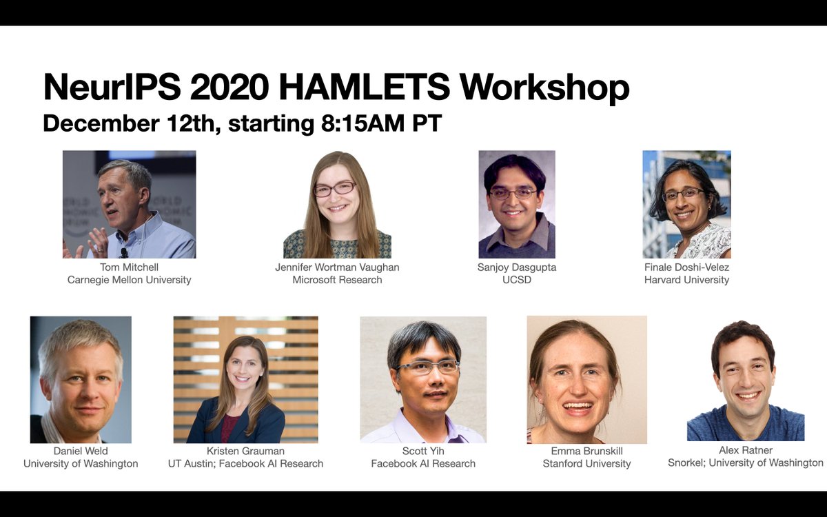 dkaushik96's tweet photo. Hope to see you all tomorrow @ #NeurIPS2020 HAMLETS workshop starting 8:15AM PT with talks from @tommmitchell @jennwvaughan, @dsweld, @scottyih, @EmmaBrunskill, @ajratner, and others I couldn't find on Twitter.

Also check out our poster sessions at: https://t.co/G7G7spOMd8 https://t.co/kKKoIm0zv6