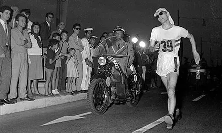 #141Don Thompson's mother made him a hat to keep the sun off his head and neck during races; with his shades, he looked like and thus was nicknamed "Mickey Mouse"In 50km walk at 1960 Rome games, under excruciating temperatures, this cap helped him beat the heat and win 