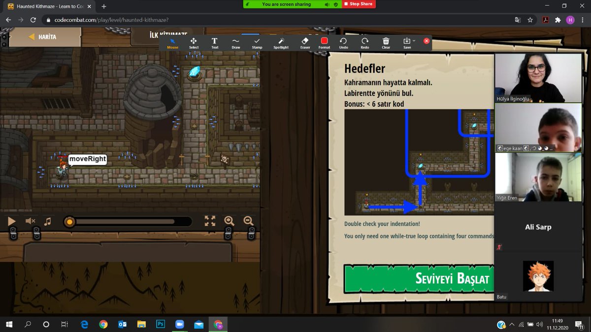 BK_Kirklareli's tweet photo. Hour Of Code - Dünya Kodlama Saati Etkinlikleri kapsamında 6.Sınıf öğrencilerimiz Python Yazılım dili ile CodeCombat uygulamasında hem kodlama etkinliğimizi tamamladık hem de eğlendik.🎉👾😊
#RobinCode
#everyonecancode #codingBK
#ourofcode
#bkhourofcode https://t.co/QCjUbbhH26