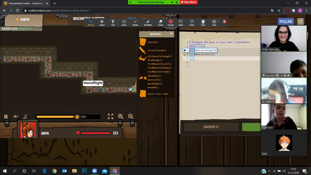 BK_Kirklareli's tweet photo. Hour Of Code - Dünya Kodlama Saati Etkinlikleri kapsamında 6.Sınıf öğrencilerimiz Python Yazılım dili ile CodeCombat uygulamasında hem kodlama etkinliğimizi tamamladık hem de eğlendik.🎉👾😊
#RobinCode
#everyonecancode #codingBK
#ourofcode
#bkhourofcode https://t.co/QCjUbbhH26