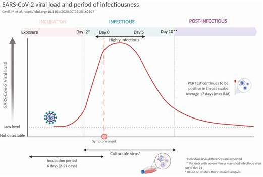 You might be thinking about social distancing, masks, asymptomatic and outdoor transmission all being factors here. But let's also consider the viral load itself. It varies over time and ends with low levels being shed up to 83d (avg 17d). https://academic.oup.com/cid/advance-article/doi/10.1093/cid/ciaa1442/59103152/