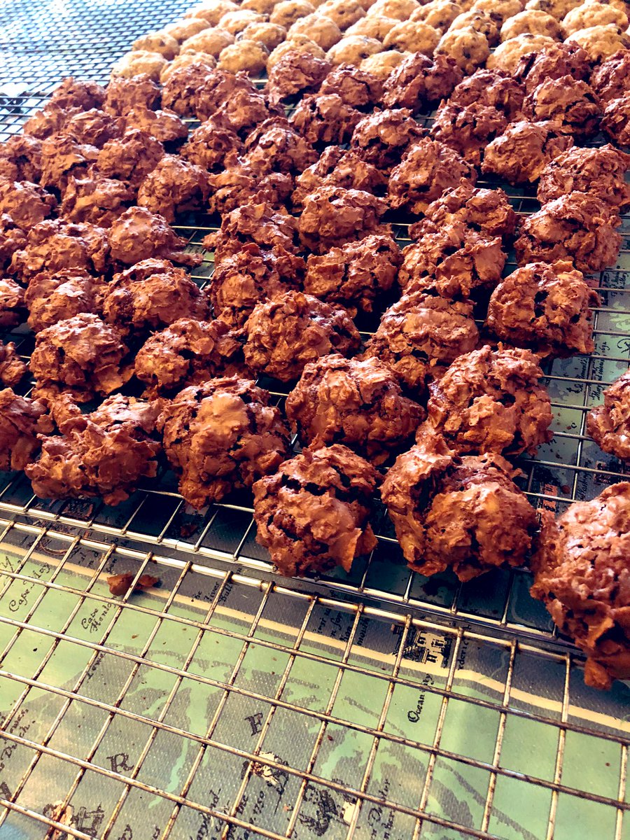 We’re most of the way through Cookie #2, Chocolate Coconut Meringues. They’re a little different this year because my dad bought fancy “coconut chips” instead of the shredded kind you normally see.