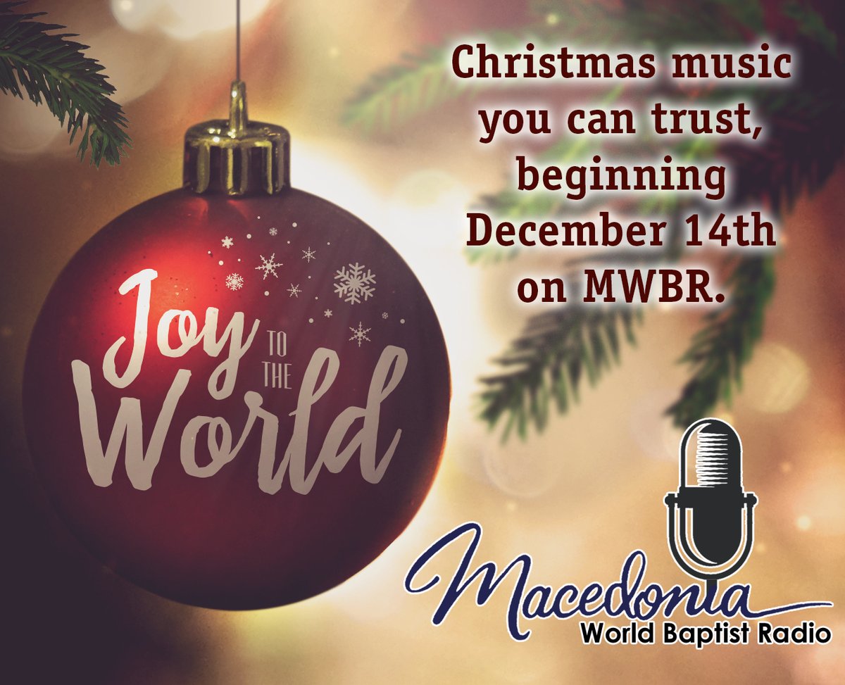 It's the most wonderful time of the year!  Christmas music begins on MWBR this Monday, December 14th.  Enjoy the sounds of the season with Christ honoring music.   Tune in at macedoniaradio.org or download the MWBR app!