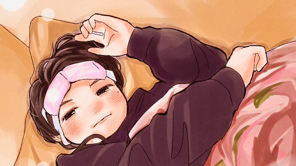 1girl solo lying blush brown hair sick mole  illustration images