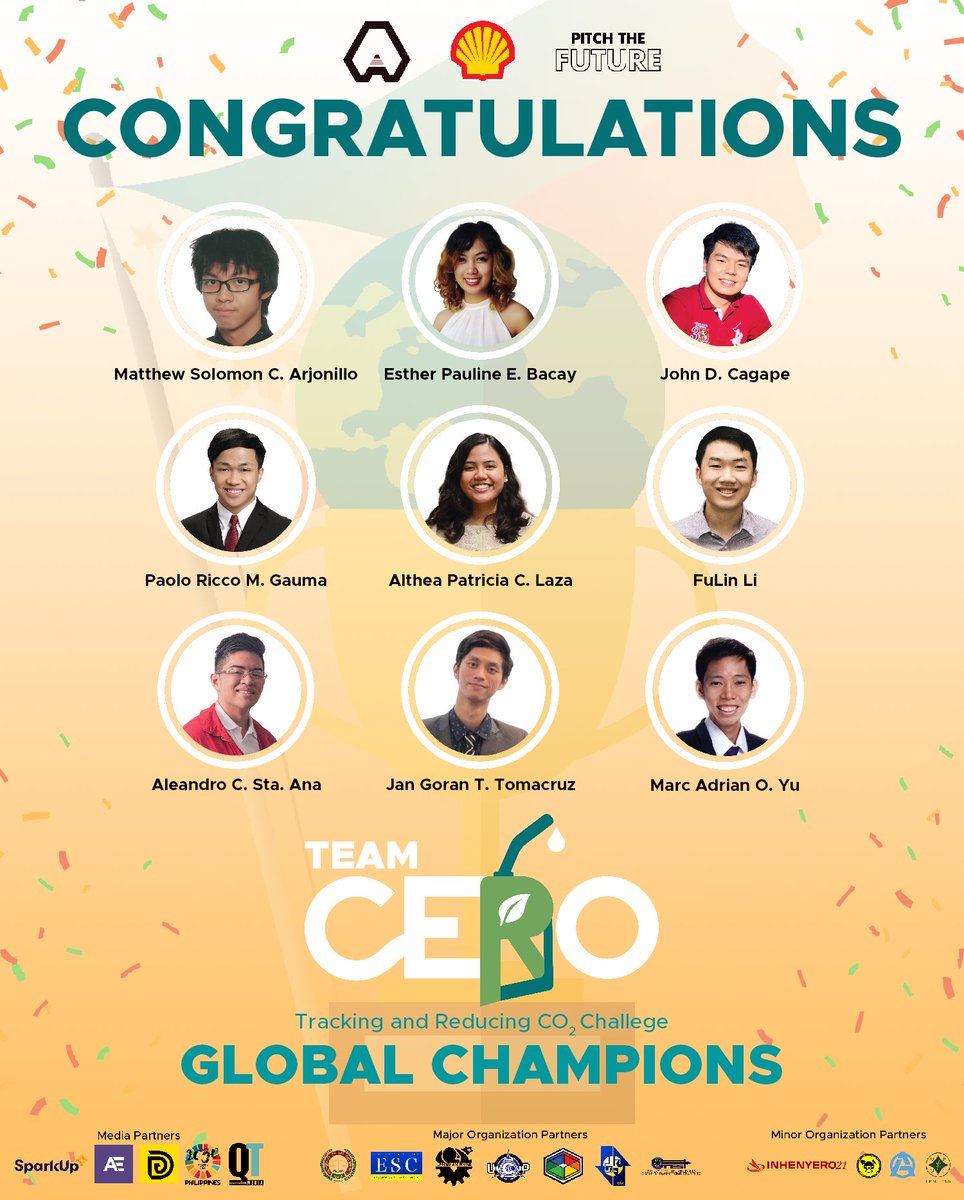 Congratulations to @TeamAlamatUP's Team CERO for being crowned as the Global Winner of Shell Eco-Marathon: Pitch the Future in the “Tracking and Reducing CO2 Emissions from Vehicles” challenge. 🚗🚙💨

[1/3]
#AlamatUP #CERO #CEROtoHERO
#ShellEcoMarathon
#GlobalWinner #PinoyPride
