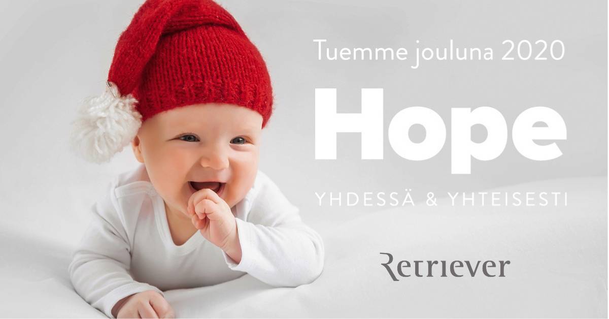 retriever_fi's tweet photo. Hyvää joulun odotusta ja kiitos kuluneesta vuodesta kaikille asiakkaillemme ja yhteistyökumppaneillemme! Tänä vuonna lahjoitimme joulutervehdyksiin varatut rahat @Hopeyhdistys'lle työhön lapsiperheiden hyväksi. 💝🎄 #joulu https://t.co/D4mCMGYmwK