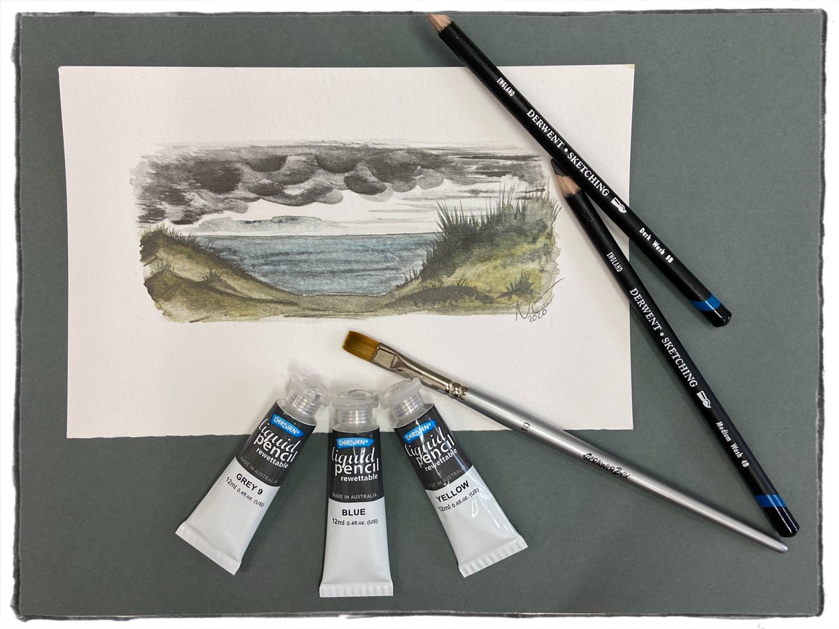 Meerhund's tweet photo. Spontan verliebt in das Flüssiggraphitgedöns 😍#kleineKunstklasse #ammeer #illustration #landscape #scrawlrbox #scrawlrboxjuly20 #derivan #derivanliquidpencil #liquidpencil https://t.co/reFy4tp2zw