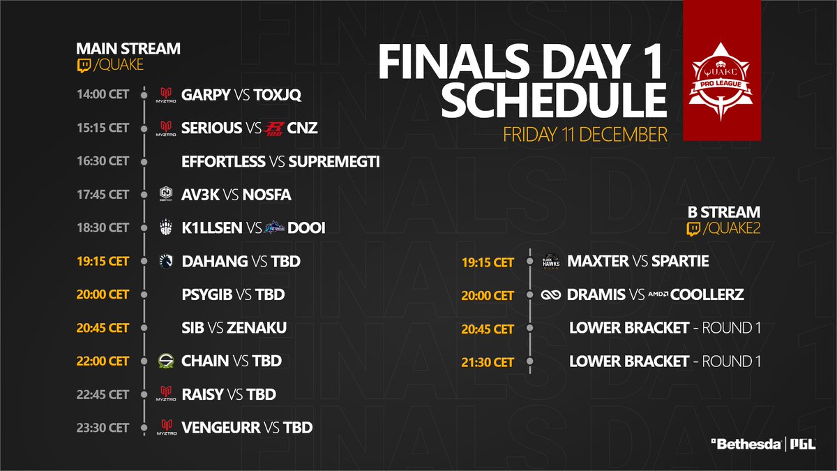 Lethal_HT's tweet photo. We're about to get underway with the #QuakeProLeague Stage 1 Finals! Make sure to catch the action on both streams and the schedule for the day 👇

📺: https://t.co/T22tEH6e8G
📺: https://t.co/hJvetstc7X https://t.co/bysHHEWCrn