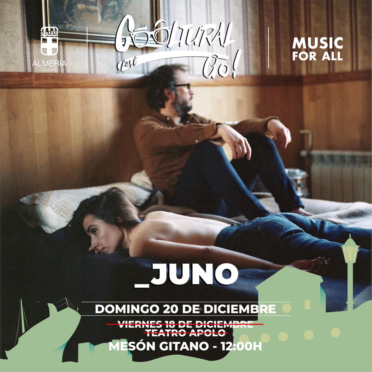 Culturalmeria's tweet photo. 🤞 ¡Nuevo SORTEO! Sorteamos una invitación doble para ver el concierto de @soy_juno con @coolturalfest.  Será el domingo, 20 de diciembre, en el Mesón Gitano, a las 12.00 horas.  

🎟️ Entradas:  https://t.co/ReOPke0bLC  
👉 Síguenos y RT hasta el jueves 17 a las 12h! https://t.co/4SNDTCSNqJ