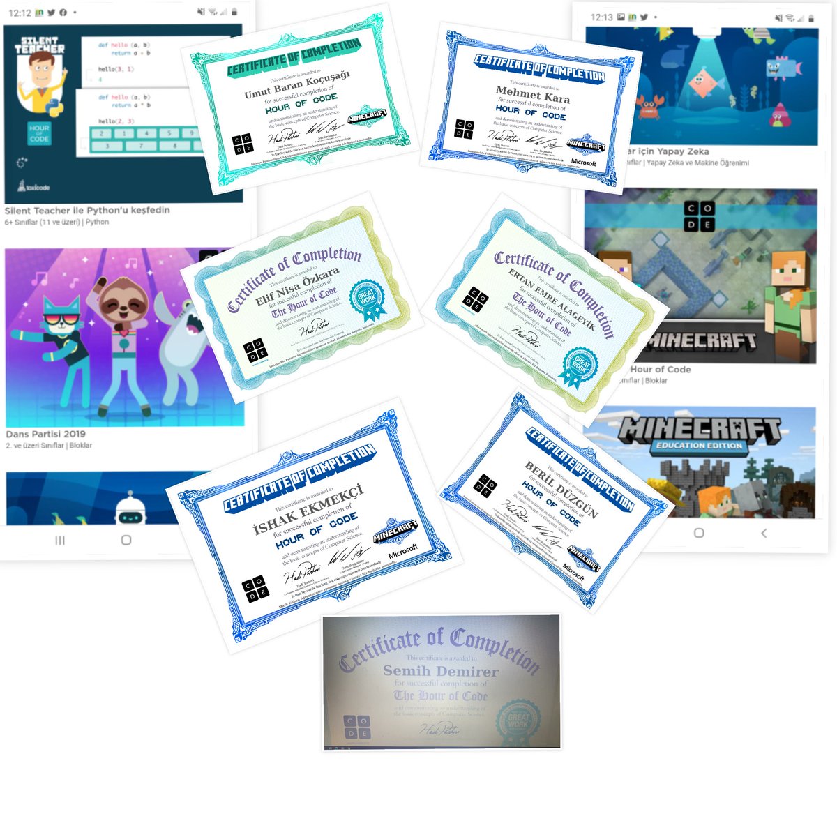 İTÜ ETA Vakfı Doğa Koleji Gaziantep kampüsü ogrencileri , #HourOfCode2020 Kodlama haftasını tüm birimlerde başarılı bir şekilde tamamlayarak sertifika almaya hak kazandı. #dogatech  <a href="/codeorgtr/">Codeorgtr</a> <a href="/Burakbudak23/">Burak budak</a> <a href="/ArslanAyber/">Ayber Arslan</a> <a href="/OguzGpk/">oguz</a> <a href="/bakiozturk27/">Bakiöztürk</a> <a href="/Muzafferal13/">Muzaffer çal</a> <a href="/halil_a_duzgun/">halil_düzgün</a>