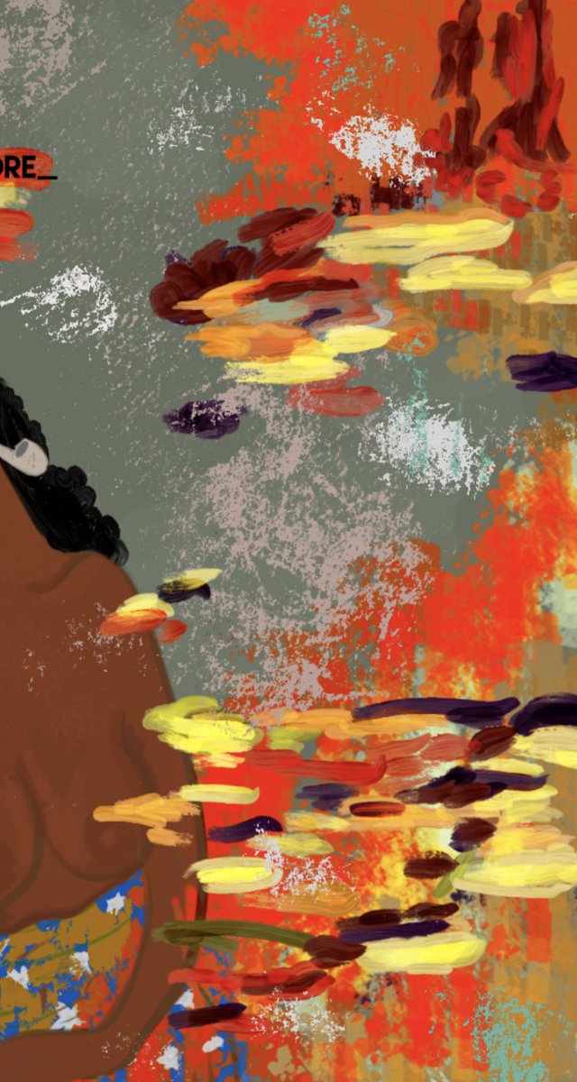 Called this piece a “A Love Forged by Fire”. It’s an attempt to convey dangers of queer love in Nigeria. Please retweet and follow my Instagram :@/yinkore_ . 

Also check the next tweet for a process gif 🥰