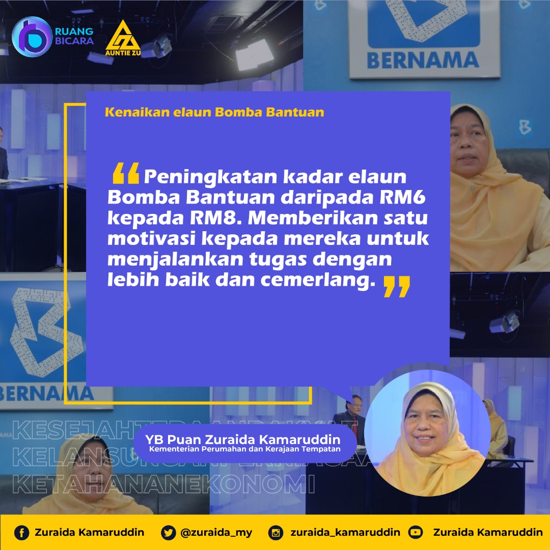 zuraida_my's tweet photo. Admin | Program Ruang Bicara @BernamaTV. Belanjawan 2021:
Inklusif dan Peka Rakyat.

"Kenaikan Elaun Bomba Bantuan. " https://t.co/n3sxTdVOoh