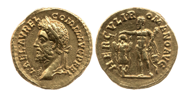 Here on an aureus of AD 191-2, we see the explicit use of the term 'Hercules Romanus' in the Reverse Legend. While the Historia Augusta (Commodus 8.5) tells us that he took the title...Image: RIC III Commodus 254D; British Museum (1844,1015.97). Link -  http://numismatics.org/ocre/id/ric.3.com.254D