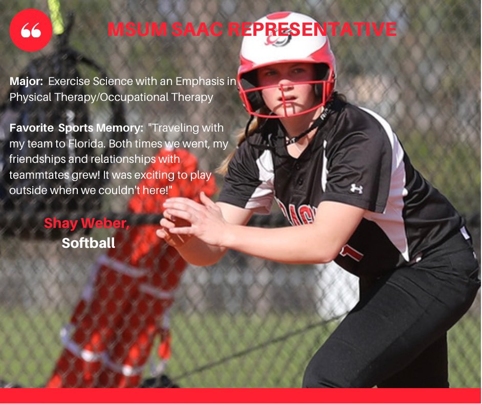 For this MSUM SAAC Feature Friday, meet <a href="/shayweber01/">Shay Sall</a> from <a href="/MSUM_Softball/">MSUM Softball</a> 🐉