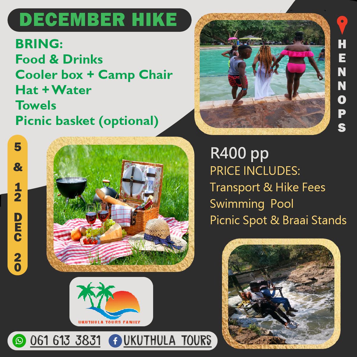 UkuthulaTours1's tweet photo. Ukuthula Tours Hennops Day Hike
13 December 2020
Whatsapp us on 0616133831 for Booking and Enquiries
#Bushiri
#level5 https://t.co/vZy3JIHaAY