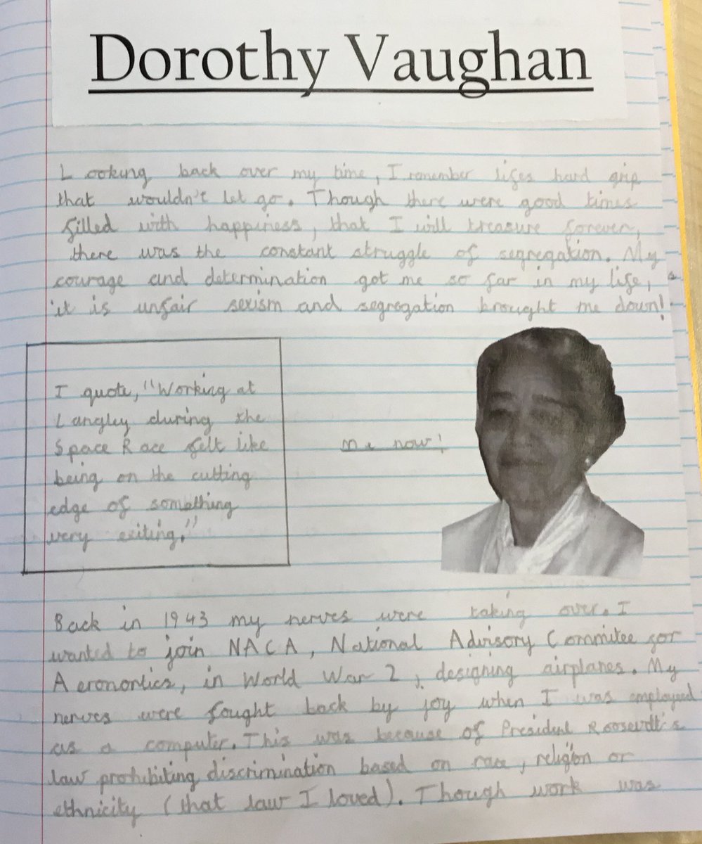 G_M_P_SClass3NC's tweet image. Over the last 3 weeks we have been using @theliteracytree Hidden Figures unit to find out about the work of 4 inspirational African-American ladies. The children’s final pieces of work have blown me away. #qualitytexts @HiddenFigures