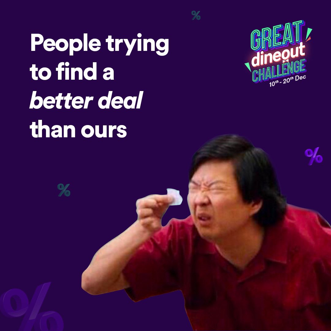 swiggydineout's tweet photo. There’s nothing wrong with your eyes. A better deal does not exist. 😏 So, stop looking for one and start dining out instead! Get minimum 20% Instant Discount + 10% off using PromoCash: https://t.co/wVF4pDDGWV 😍
#GreatDineoutChallenge #BeatTheDeal #BestOffersForFree https://t.co/56CC1mCtj1