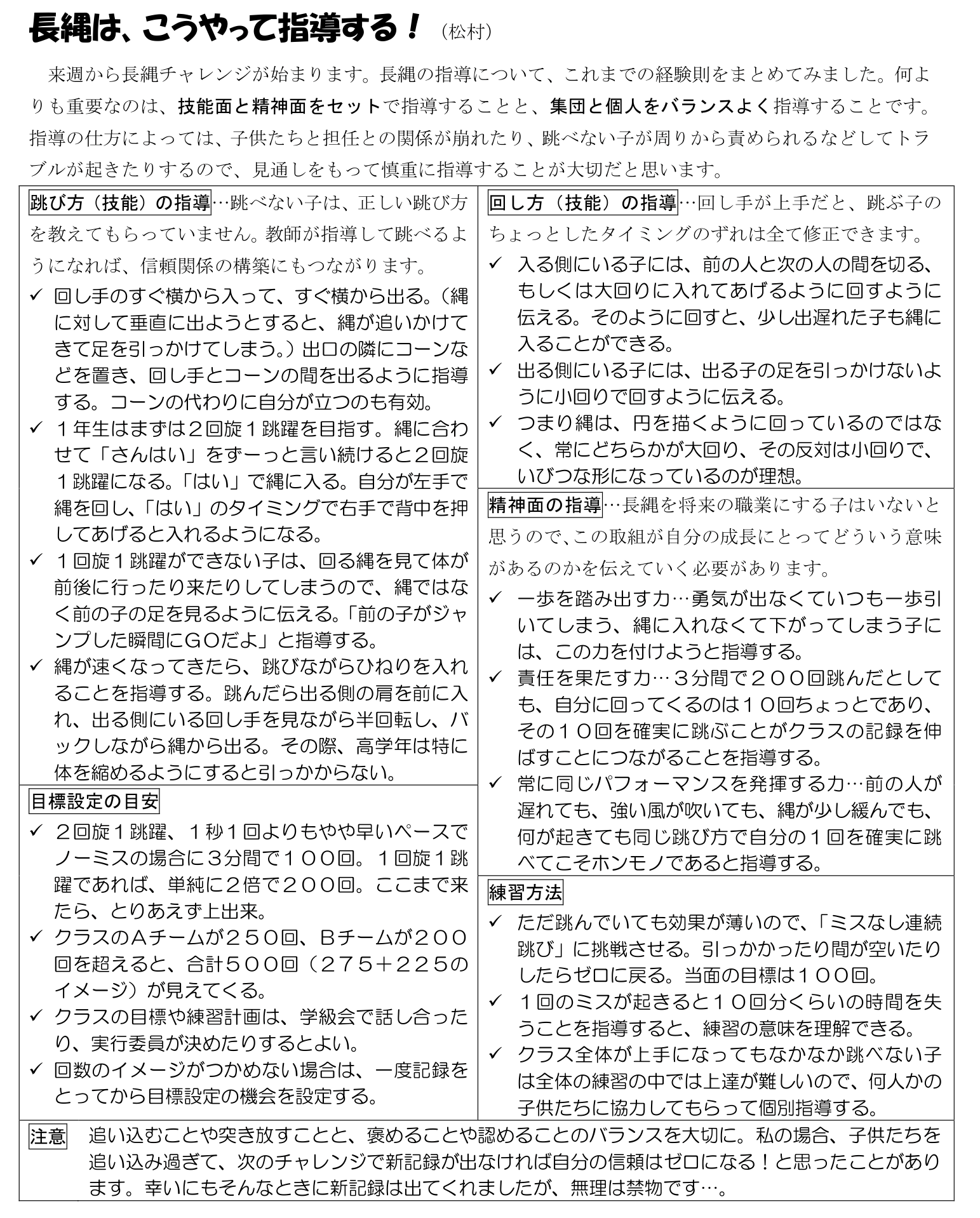 松村英治 長縄はこうやって指導する Ojt推進だよりで長縄指導のポイントやコツ 声かけの仕方を共有 あくまでも松村流ではありますが T Co Nwhvbc5d8c Twitter