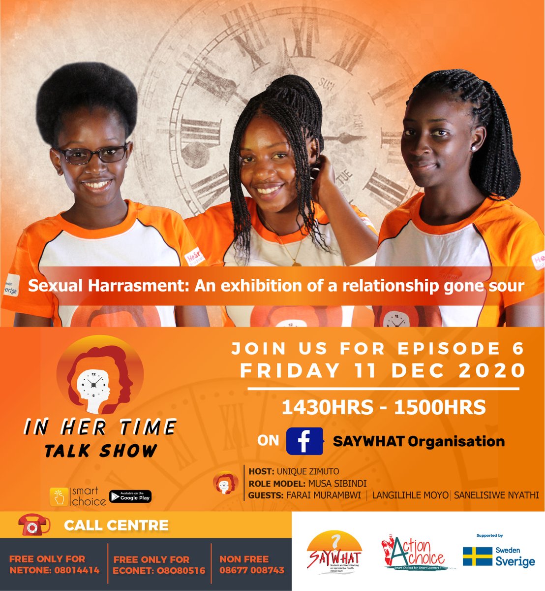 SAYWHATOrg's tweet image. Happening Live, Join in the conversation as we discuss Sexual Harassment. Your contributions and comments are very much welcome in the comments section.
#InHerTime
#GirlTalkZA @SwedeninZW  @UNFPA_Zimbabwe @saih @MyAgeZim @amplifyfund @UNZimbabwe 
facebook.com/SAYWHATOrg/vid…