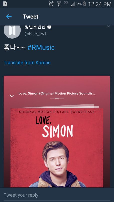 namjoon recommending love simon soundtrack