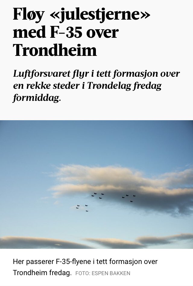 Ingenting som får meg i julestemninga som en gjeng med rådyre krigsfly som flyr i «julestjerne» mens de pumper enda mer CO2 opp i atmosfæren.
