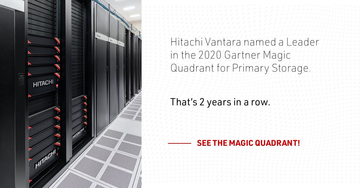 Lo hicimos de nuevo: Hitachi Vantara nombrado líder en el Cuadrante Mágico de Gartner para Primary Storage htchivantara.is/33IjSPV #GartnerMQ #YourInfrastructureAdvantage