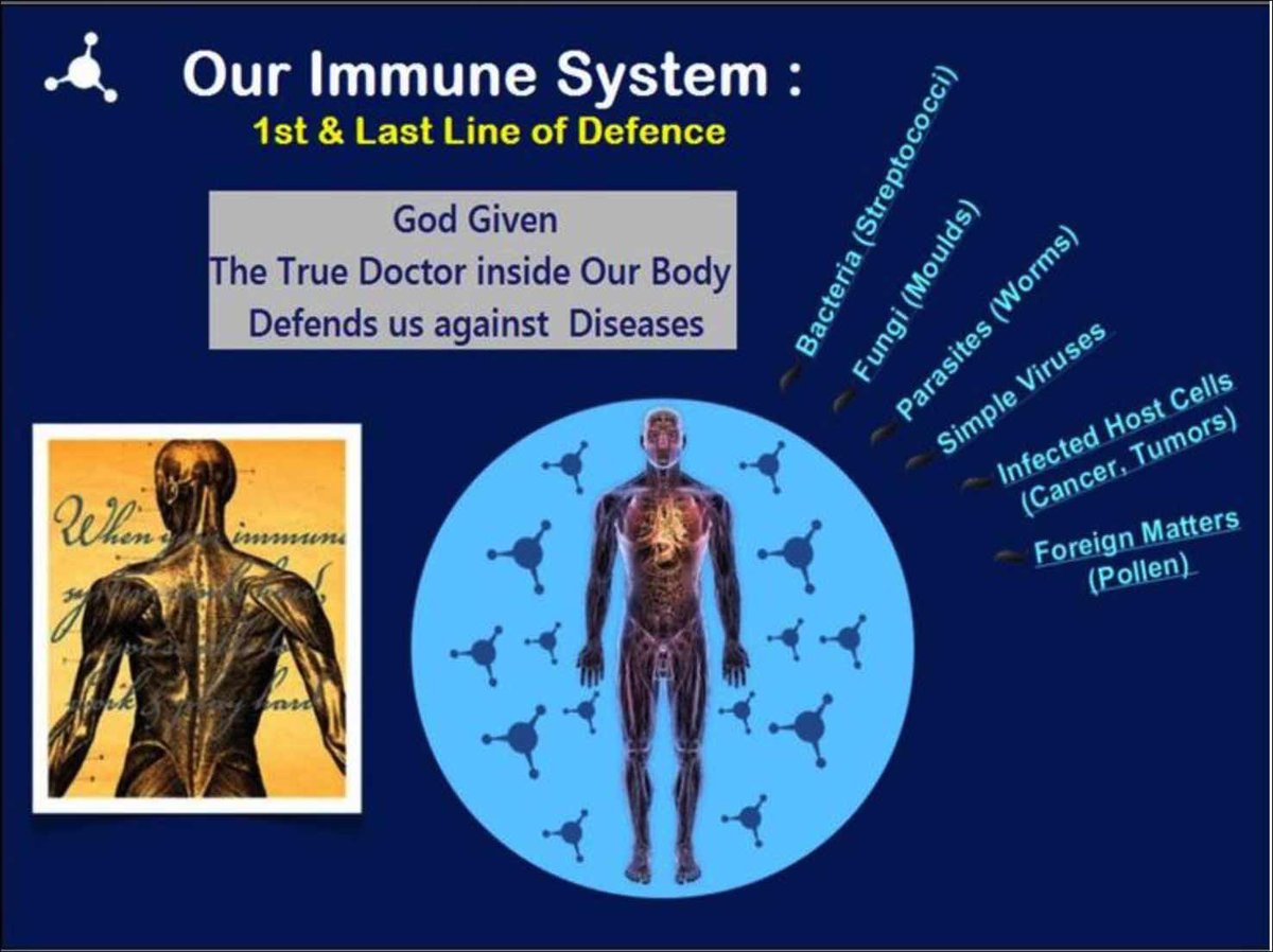 Most of us have God's natural defense; our own immune system! The more impurities you put in your body (alcohol, processed food, medications, vaccines etc) the more you weaken your body's ability to protect you! My father was a doctor and we were NOT allowed to take meds!