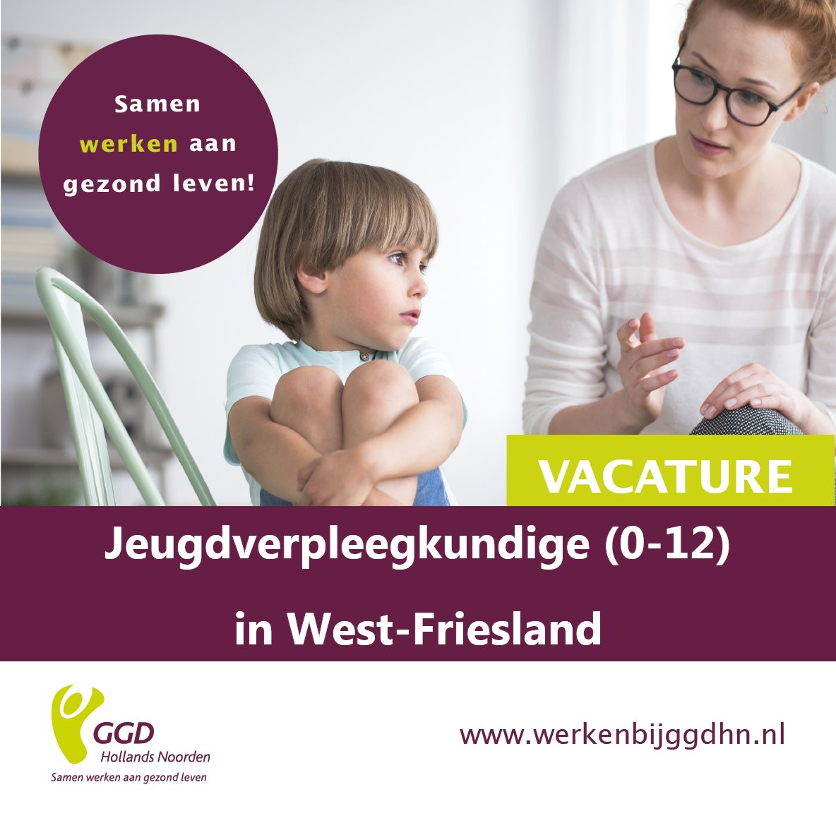 GGDHN's tweet photo. Wij zoeken een Jeugdverpleegkundige (0-12) in West-Friesland. Wil jij iets betekenen voor 'onze' kinderen en ouders? Dan hebben wij een leuke baan voor jou! Meer informatie: https://t.co/Yq53Gtd1a3 https://t.co/bFVYf358og