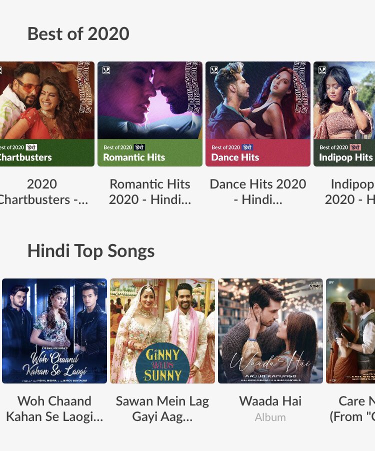 #Baarish making the Best of 2020 Chartbusters, Romantic Hits & Indipop Hits on @JioSaavn 
Both #Baarish & #WohChaandKahanSeLaogi on the Top Songs & Weekly Trending lists as well! Pretty cool 😎