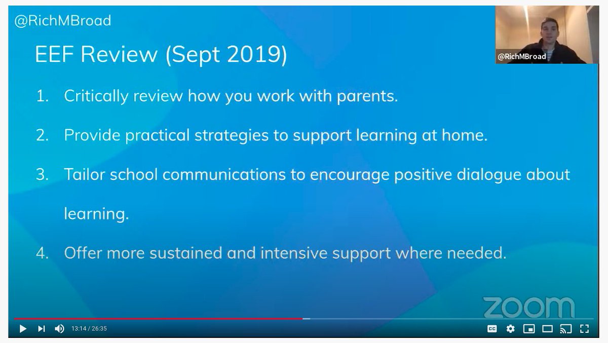 25 minute session on boosting parental engagement in online learning with <a href="/RichMBroad/">Richard Broad</a>. Watch the recording here 👇

youtube.com/watch?v=PFYFzi…