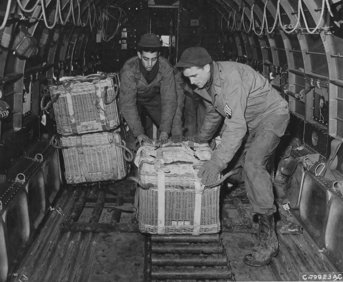 Paratroopers would be. These sort of pictures truly demonstrate the flexibility of the C-47. Here, members of the 490th are shown demonstrating the deployment of the British Panier container which was often used for delivering Howitzer Ammunition. After which, especially /9