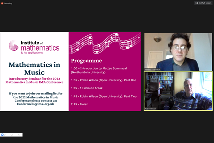 CummingsLinda's tweet photo. Enjoying a talk on #MathinMusic by Robin Wilson! #Mathematics #MathTalk https://t.co/7LNSijZWdC
