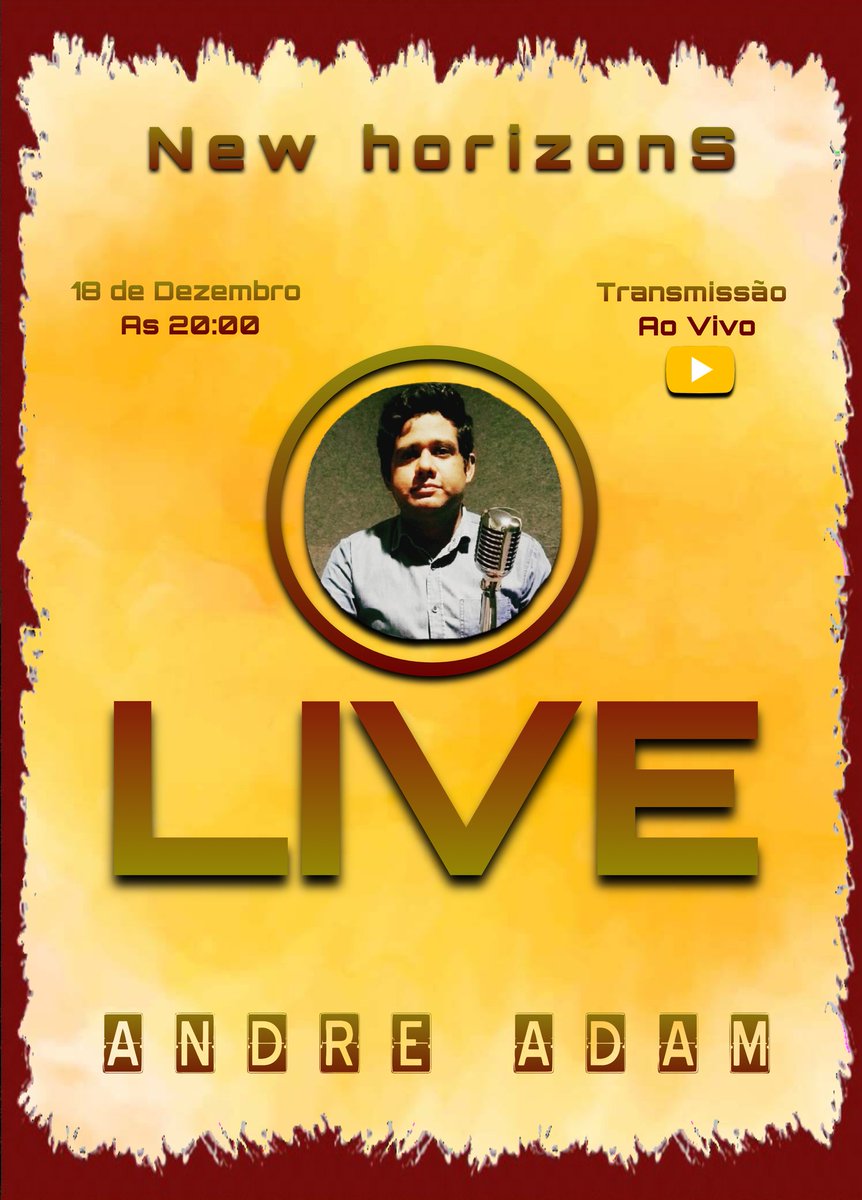 Andre04231's tweet image. Olá galera, se inscrevam no meu canal, e venha conferir na próxima sexta feira que vem, a minha LIVE - NEW HORIZONS. Não percam. 🌐🎵🎶🙂