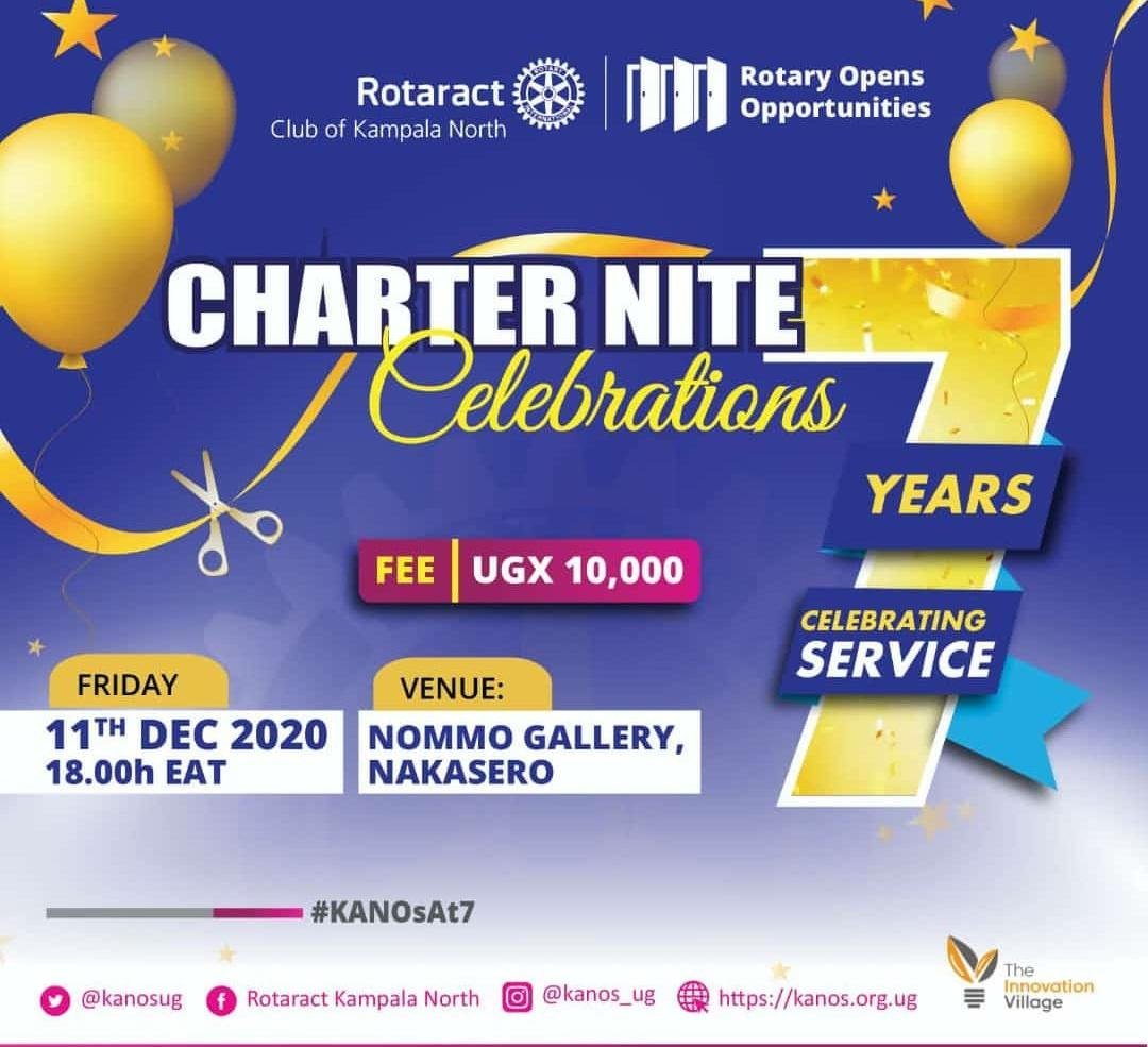 Dear <a href="/kanosug/">Rotaract Kampala North</a>,
Here's to another year of being great as a team! #KANOsAt7 cheers! Sending all my love &amp; best wishes as you celebrate another year of serving humanity &amp; making our world a better place for one another. May you continue to hold strong with the passing of the ages.