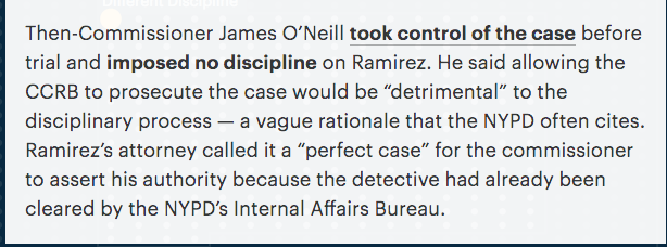 NYPD drug cop Thomas Ramirez stopped a car for a traffic infraction, threw the driver on the hood of the cop car, punched the driver's teenage sister in the face 2x & maced her.Former NYPD leader James O’Neill made sure that Ramirez received absolutely no punishment.