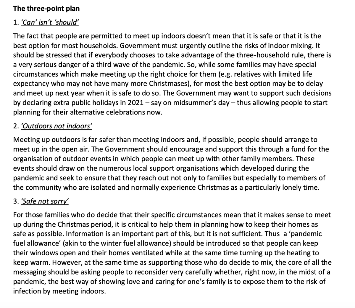 theAliceRoberts's tweet photo. Keep your families and communities safe at Christmas: a three-point plan from @IndependentSage 
1. 'Can' isn't 'should'
2. Outdoors not indoors
3. Safe not sorry
https://t.co/mjvnxMnBZ5 https://t.co/8wX0M2DuBQ