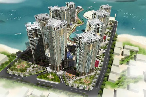 Costing $700Mln, Marina West is a series of 11 towers, 10 of which are residential towers & the 11th being a 5-star hotel. Expected to be complete by 2010, it was stalled due to the 2008 Recession. Delayed for more than a decade, the project is expected to be completed by 2022.
