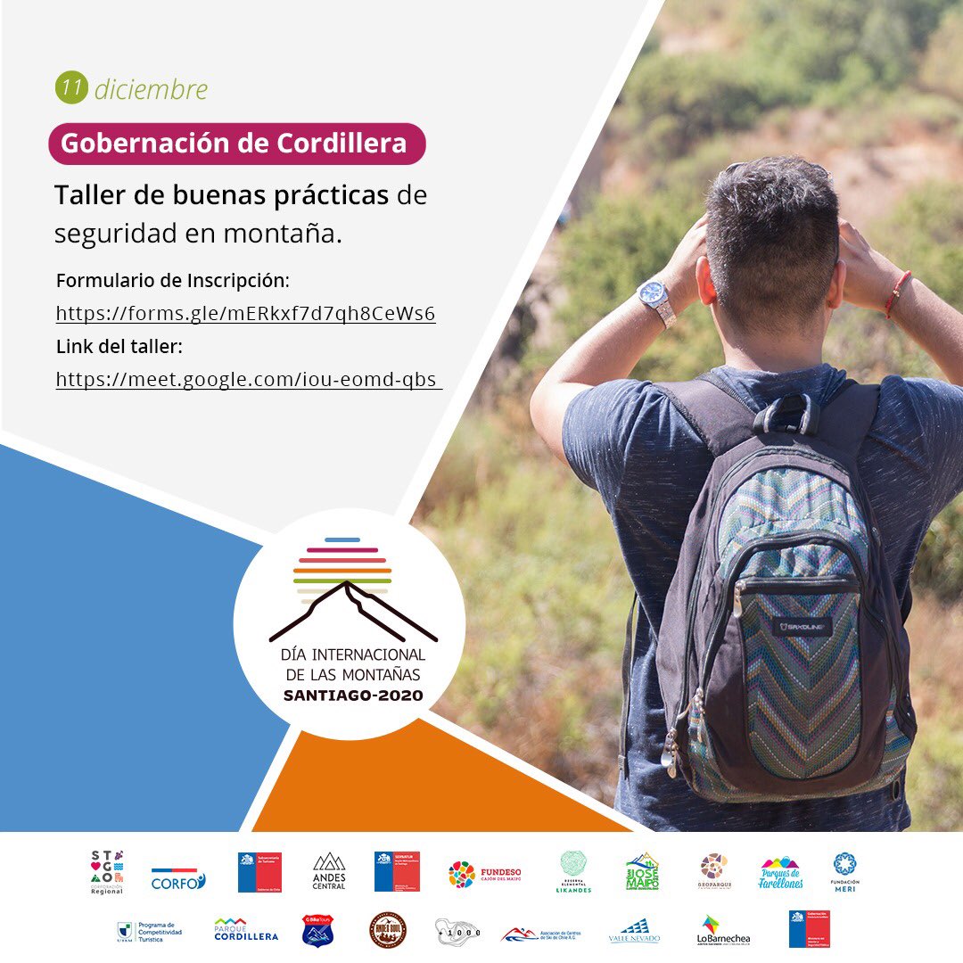 DPPCordillera's tweet photo. 🗣Participa del DÍA INTERNACIONAL DE LAS MONTAÑAS ❗️

🚵🏻👉🏻AHORA A LAS 11:00 horas🧗🏼te invitamos a participar del 👩🏻‍💻Taller “Buenas prácticas de seguridad en Montaña” 🏔🧗🏼a cargo de nuestros profesionales de emergencia de la @GobCordillera 

Conecta aquí⤵️

https://t.co/QjeLiqDf6a https://t.co/KV1dcFC2Sd