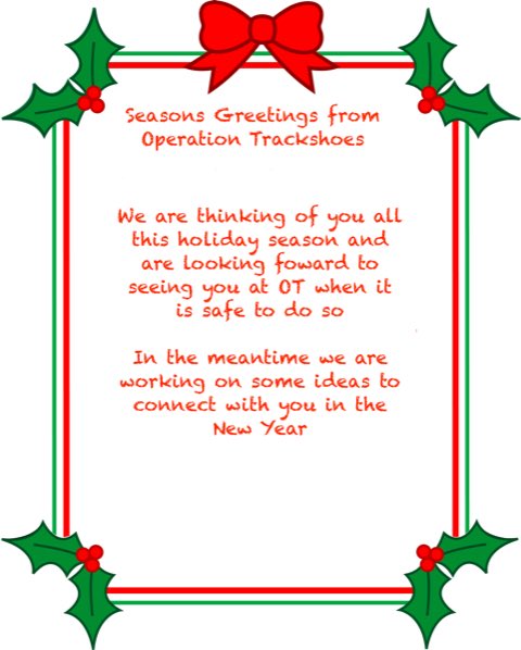 Seasons Greetings from Operation Trackshoes! #SEASONSGREETINGS #HappyHolidays #yyjevents