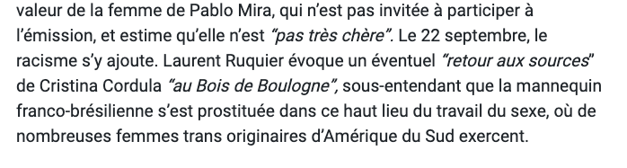Le Bois de Boulogne qui vous fait tant rire (cf  https://grossestetes.ajlgbt.info/letude/sexisme/&nbsp;), c'est là où Vanessa Campo, une femme trans, a été assassinée il y a deux ans  https://www.franceinter.fr/emissions/affaires-sensibles/affaires-sensibles-10-novembre-2020
