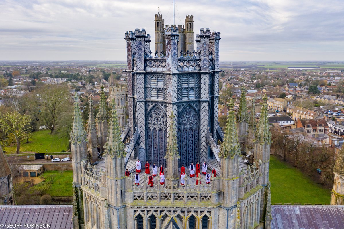 GeoffRobinson49's tweet photo. The Girl Choristers of Ely Cathedral Choir​ Christmas rehearsal on the roof of @Ely_Cathedral https://t.co/6w9G9eSCjS