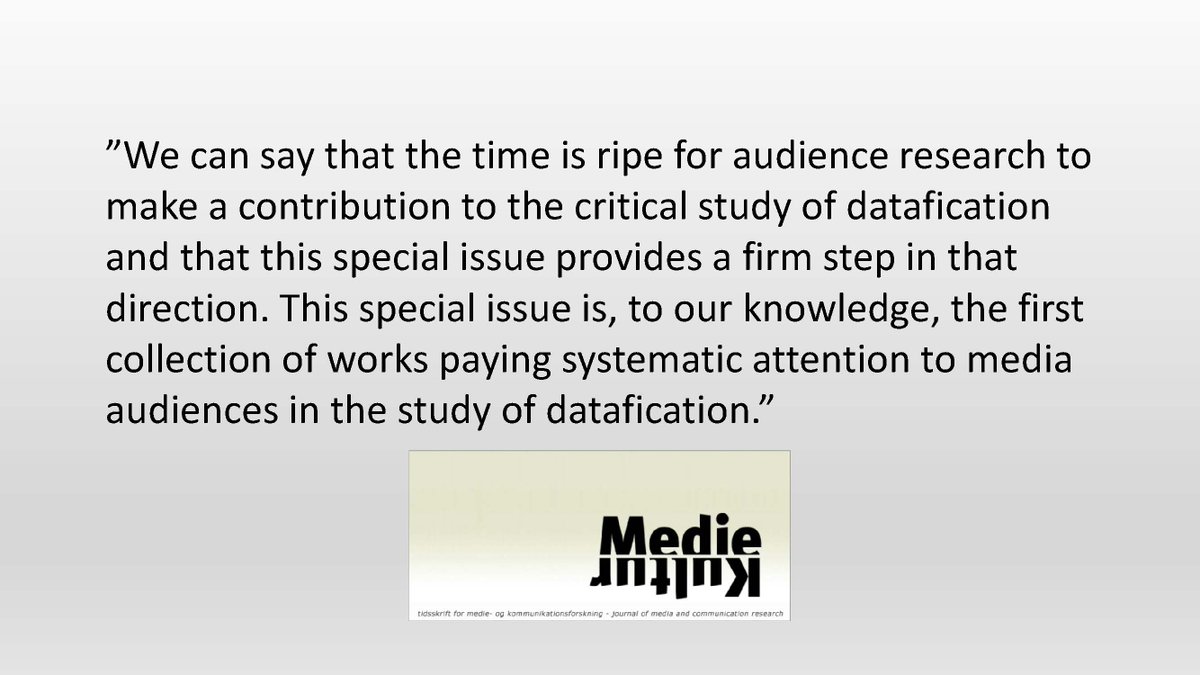 New issue out! We just published a special issue on the #datafication of media (and) #audiences edited by David Mathieu and @anajorge_. Read the special issue here: tidsskrift.dk/mediekultur/is…