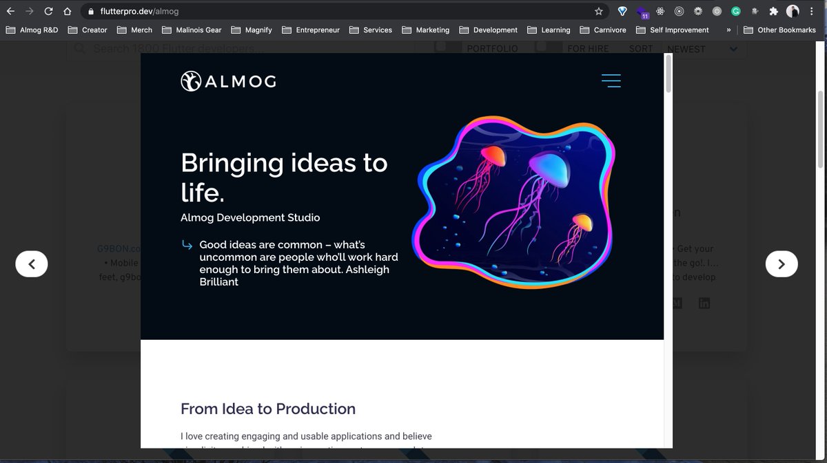 IsAlmog's tweet image. I’m supper happy with #gatsbyjs you know when your site looks amazing in a model/lightbox inside another site #flutterpro site @itsallwidgets