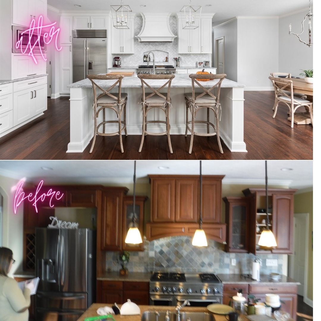 Nothing like a little #beforeandafter to start your Friday off right! 😊 #kitchen #remodel#kitchenremodel #homeremodel #designinspiration