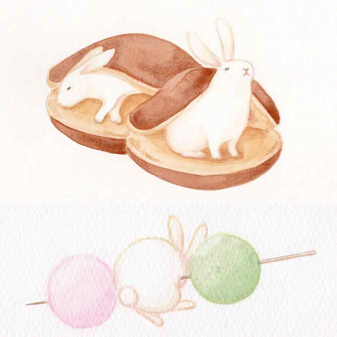 うさぎ和菓子のtwitterイラスト検索結果