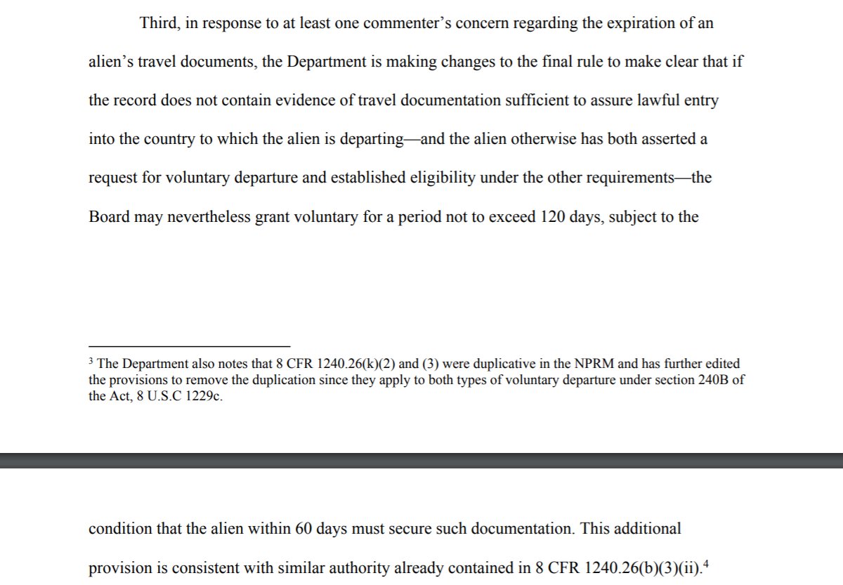 The final rule also makes some fixes to the initial proposal to allow the BIA to grant voluntary departure, all of which responded to comments pointing out that the original proposal had huge practical flaws.However, no changes to the BIA's new power to grant or deny relief.