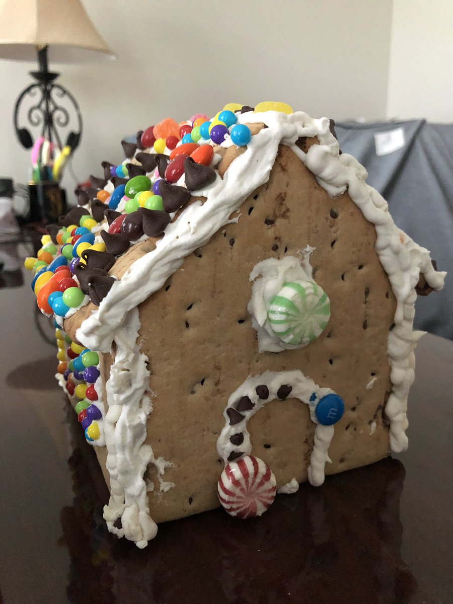 VaughtPhD's tweet photo. My daughters put their gingerbread houses in my office...I now know why I keep smelling sugar and craving sweets while watching #SABCS20 #lotsoficing https://t.co/AEBK4qqIIf