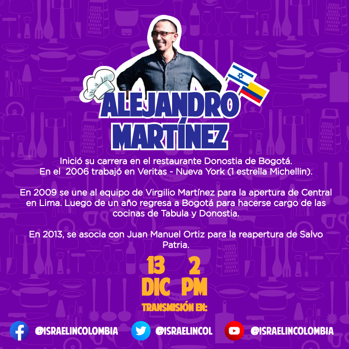 IsraelinCol's tweet photo. #ConnectionsProject | El chef Alejandro Martínez también nos acompañará este domingo y será el encargado de guiarnos en este viaje gastronómico entre #Israel y #Colombia.
🗓️Domingo 13 de diciembre
⏰2 pm
📲Transmisión en nuestras redes sociales
¡Te esperamos!🇮🇱🇨🇴 https://t.co/ksihUDcHbc