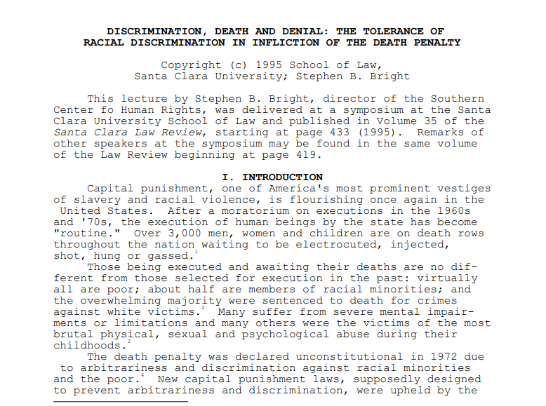 4. DISCRIMINATION, DEATH AND DENIAL: THE TOLERANCE OF RACIAL DISCRIMINATION IN INFLICTION OF THE DEATH PENALTY https://static.prisonpolicy.org/scans/schr/discrimination3.pdf