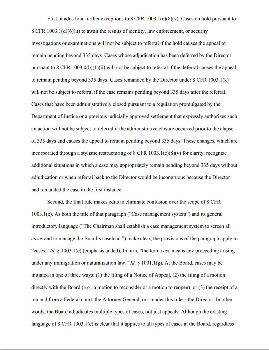 The final rule makes SOME changes to the rule allowing the Director to decide cases which pending at the BIA for more than 335 days—but none which would prevent the rule from applying to thousands of cases a year.This gives the Director unprecedented power over peoples' lives.